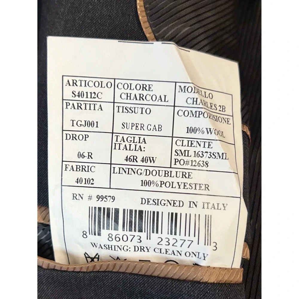 Gianni Celli‎ Mens Wool Blazer Sport Coat Charcoal Gray 46R